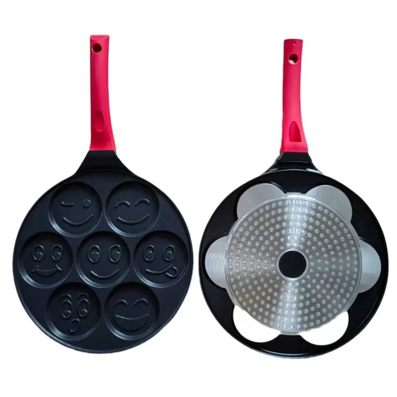 Sartén antiadherente para desayuno con siete agujeros, sartén para tortilla porosa de fondo plano, molde para tortilla de bebé