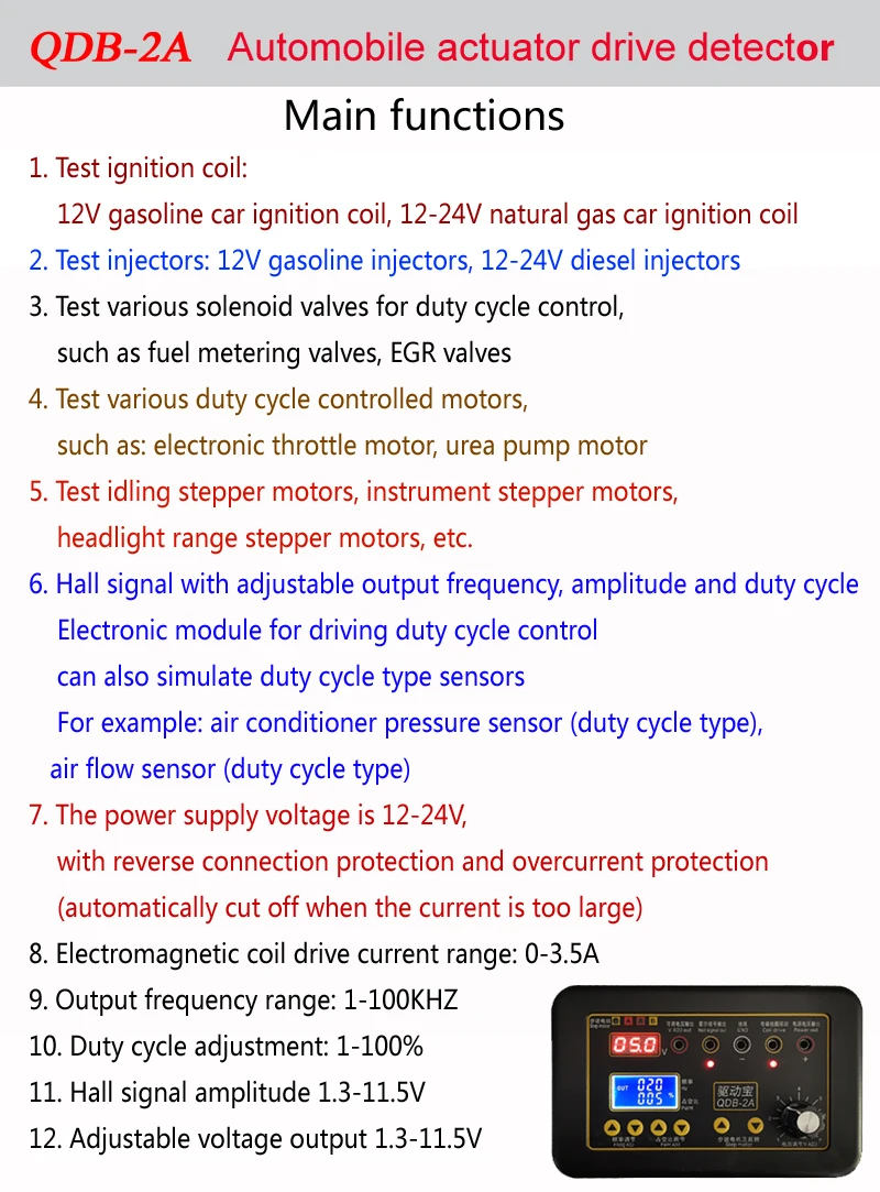 Bobina de encendido de automóvil, inyector de prueba, válvula solenoide, Motor paso a paso en ralentí, probador de instrumentos, Detector de fallos, simulador de accionamiento