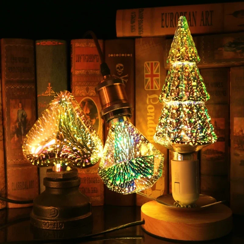 Bombilla LED Decorativa 3D E27 6W 85-265V, Bombilla Edison Vintage, Lámpara Estrella, Luz Nocturna Festiva, Novedad para Árbol de Navidad