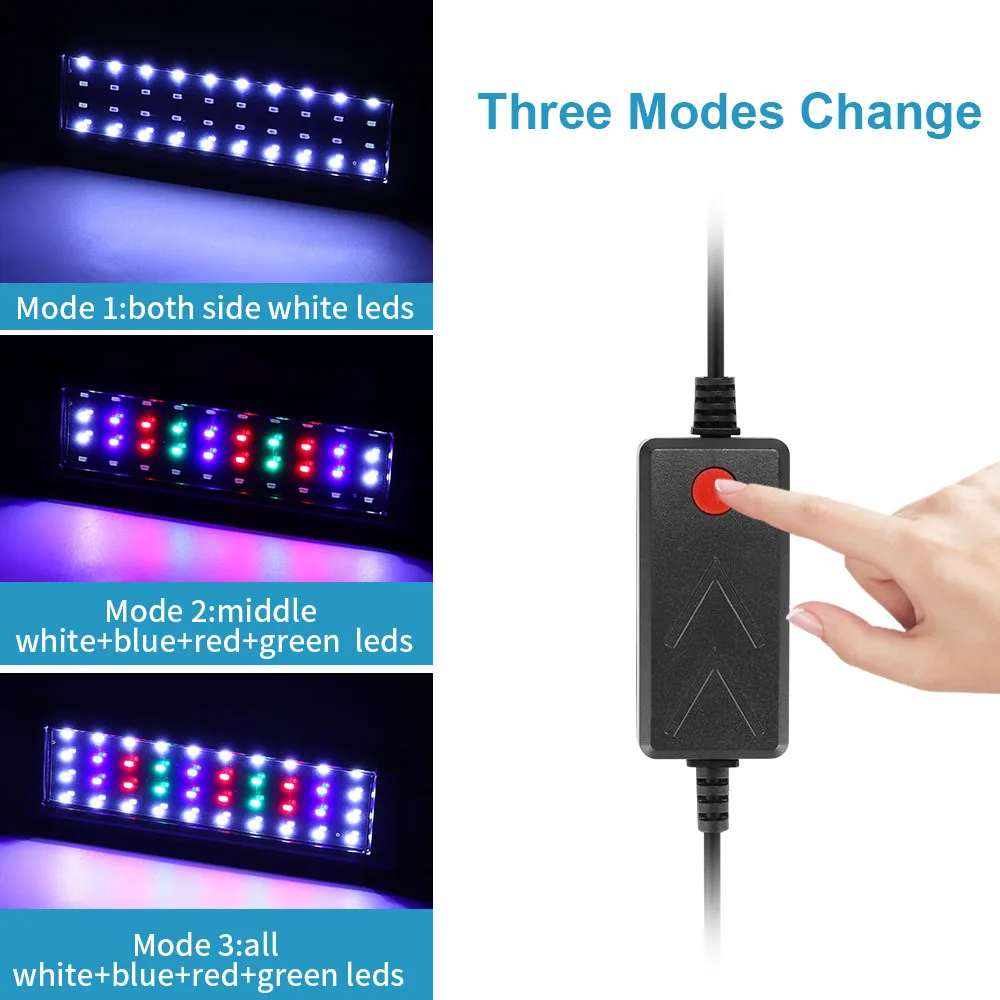 Luz LED para acuario, pecera súper delgada, iluminación de cultivo de plantas acuáticas, lámpara de Clip brillante impermeable, LED RGB de 31-120cm para pecera