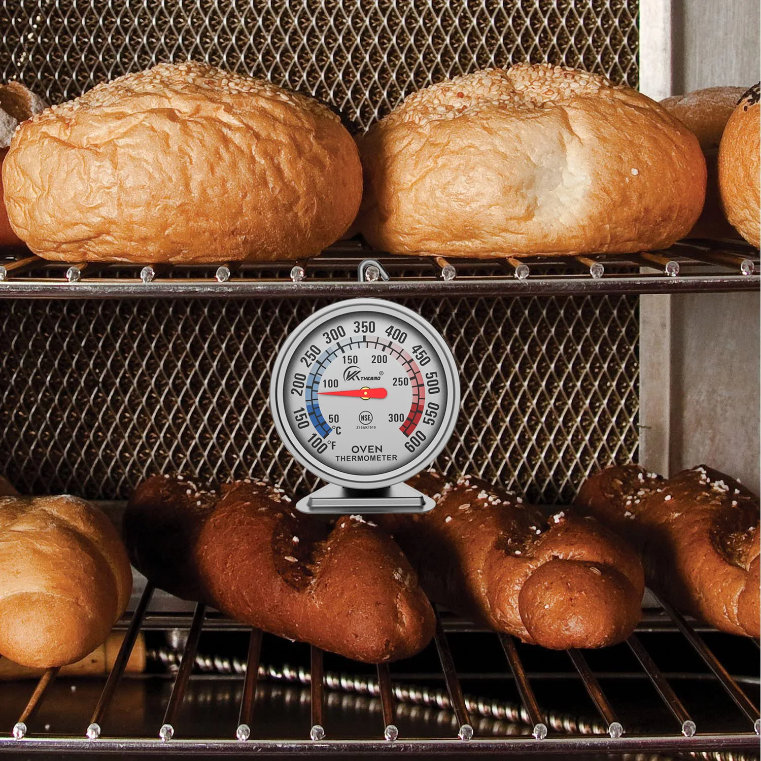 Termómetro de Horno de Acero Inoxidable 50-300 ° Utensilio de Cocina con Esfera Grande y Gancho – Para Hornear, Asar a la Parrilla, Pollo Asado, Pastel, Pizza