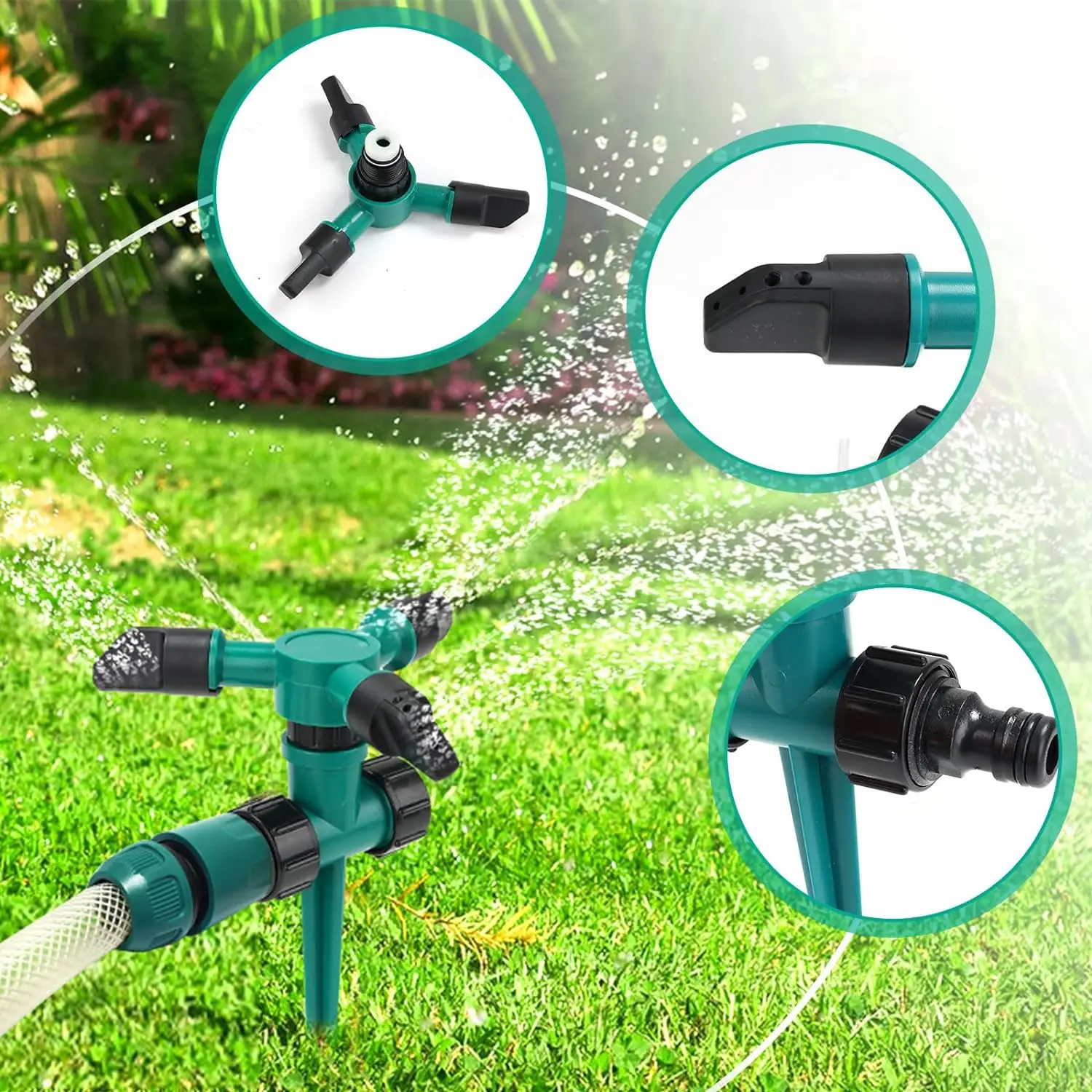 Aspersor automático de jardín, aspersor de riego de jardín, agua giratoria de 360 grados para riego agrícola