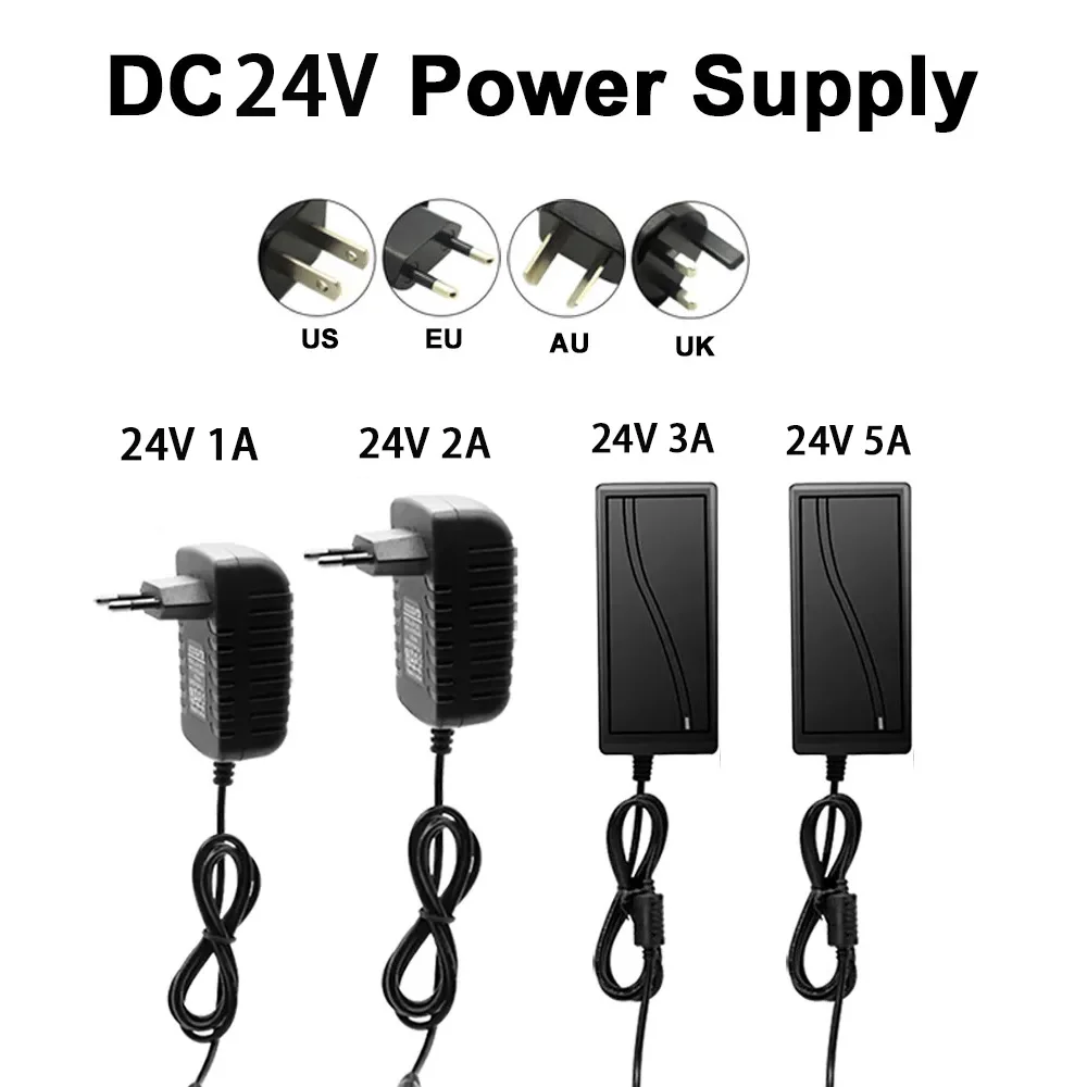 Adaptador DC 12V 24V 100V-240V transformador de iluminación 5,5*2,1 ~ 2,5mm 1A 2A 3A 5A convertidor adaptador de fuente de alimentación para tiras de luz LED