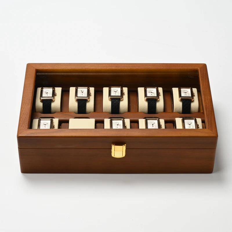 Oirlv Caja de reloj con 10 ranuras, estuche organizador de joyas, organizador de relojes, estuche de exposición multifuncional grande para relojes, caja de almacenamiento para relojes