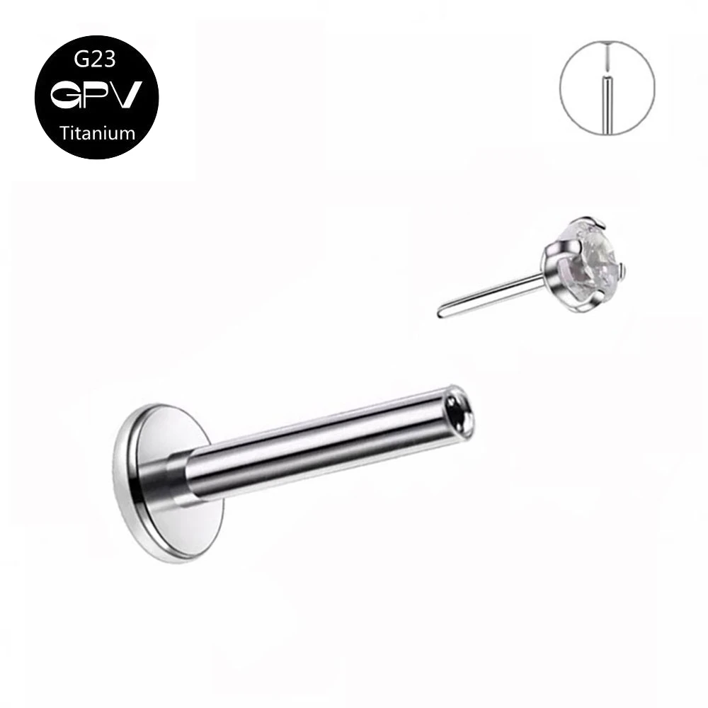 10 Uds G23 titanio 20g 18g 16g 14g Pin de empuje sin rosca Labret labio Piercing F136 cartílago de la oreja hélice Tragus Stud Piercing corporal