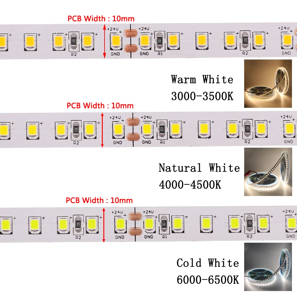 Tira de luces LED de 5M DC 12V 24V 2835 cinta Flexible luz de diodo 60/120/240/480 tira de LED luces blancas frías naturales cálidas cinta Led