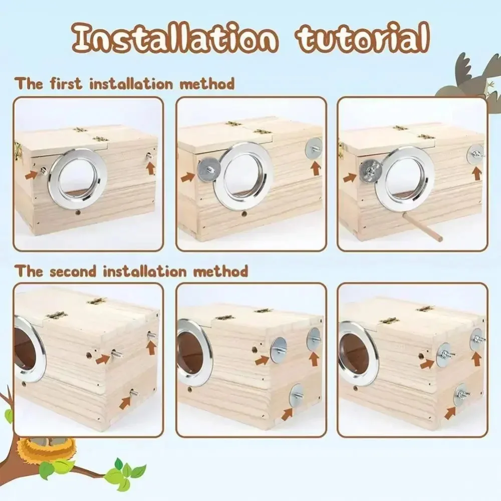 Nido de casa para pájaros de periquito, diseño transparente, fácil de limpiar, casa para loros, bordes lisos, caja anidada para periquito, suministro para pájaros