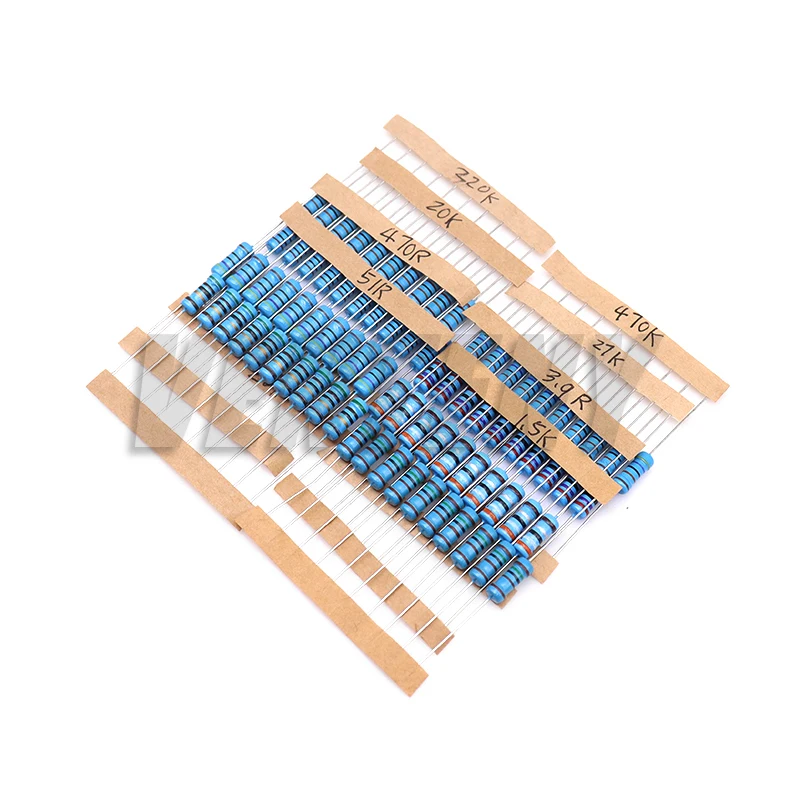 Juego de resistencias de película metálica, paquete surtido de resistencias de 1W, 1220-1% M ohm, 0,33 valores x 10 Uds., 2,2 Uds./lote