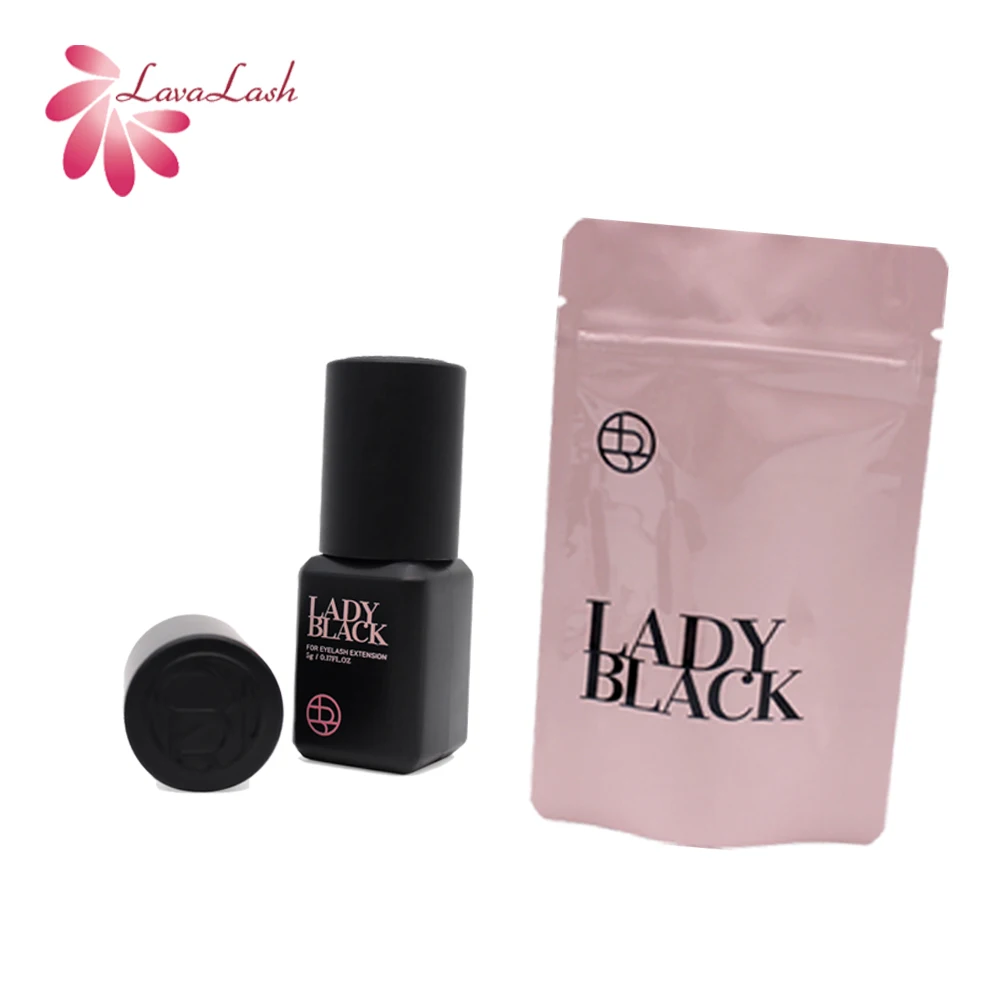 Pegamento Coreano Lady Black de 5ml para Extensiones de Pestañas, Secado Rápido, Fuerte Retención de 4-5 Semanas, Adhesivo para Pestañas de Baja Irritación