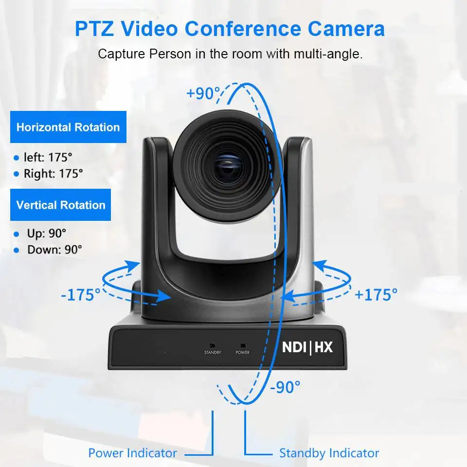 Runpu AI Tracking NDI | Cámara PTZ HX con Zoom 12/20/30x, Cámara de Conferencia PTZ con Salida SDI, HDMI y USB para Transmisión en Iglesias, POE 1080P