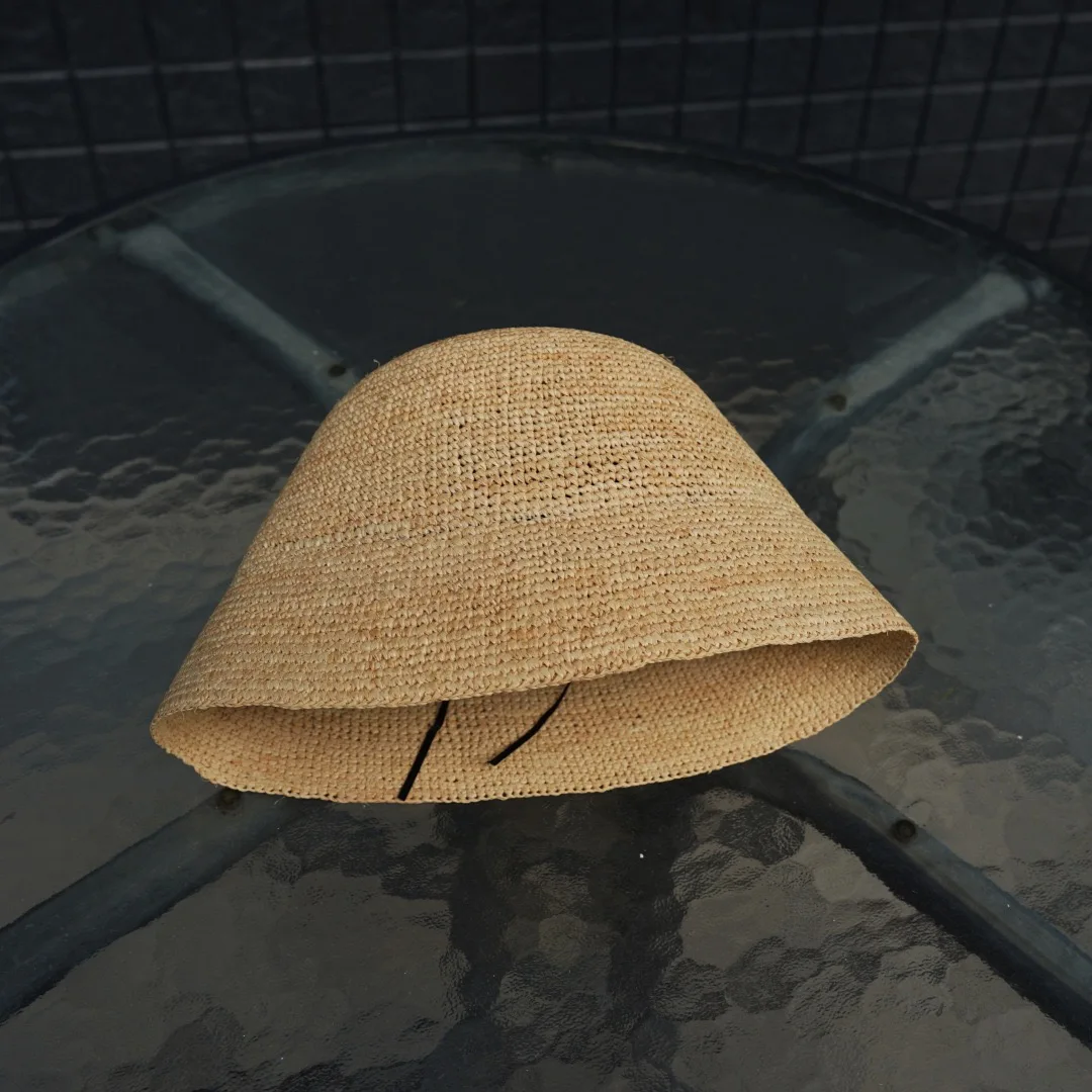 Sombrero de pescador de lujo con aguja fina de rafia a la moda para mujer, sombrero de pescador con protección solar de verano, sombrero de lavabo de ala ancha de diseñador K Pop