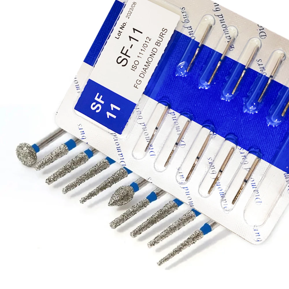Fresas de diamante para odontología, herramientas de pulido de laboratorio, Material de odontología, 10 piezas, pieza de mano de alta velocidad FG 1,6mm