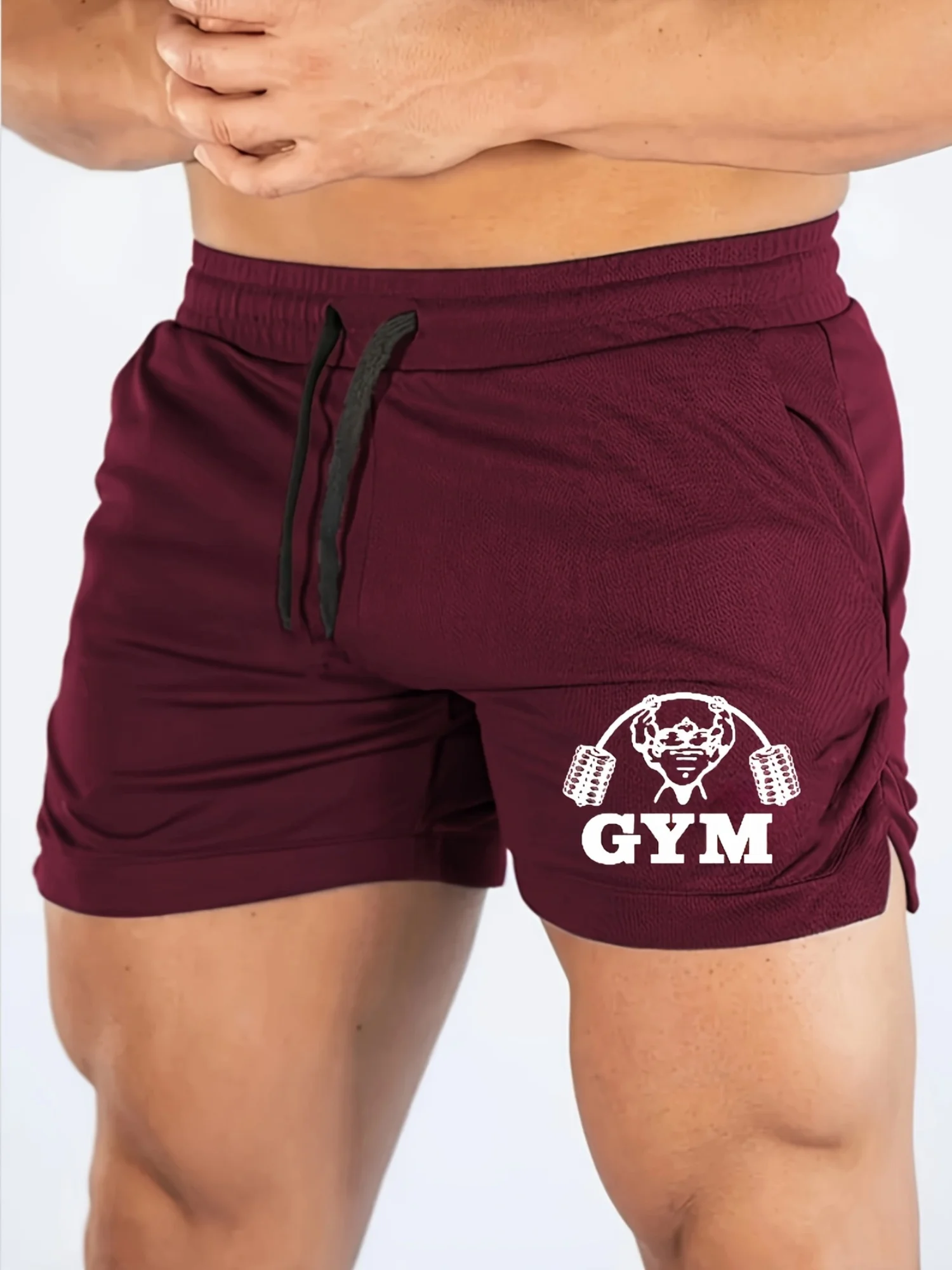 Pantalones Cortos Deportivos Dumbbell Muscle, Pantalones Cortos de Maratón Transpirables de Secado Rápido, Pantalones de Playa para Fitness de 3 Minutos, Tejido de Malla Ajustado, Deportivos