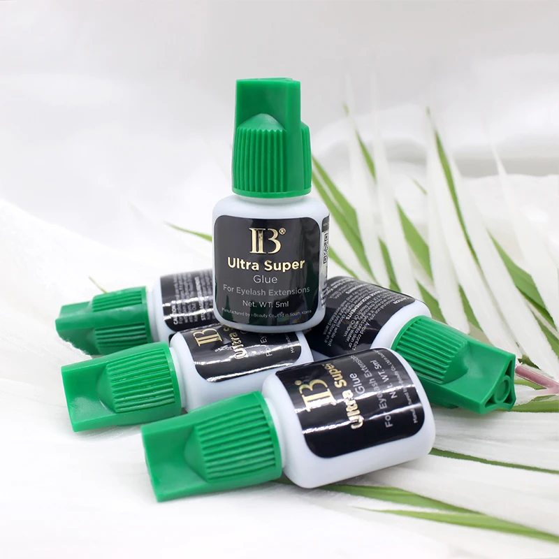 5 Botellas de Pegamento para Extensión de Pestañas IBeauty Ultra Super IB, Suministros de Pegamento con Tapa Verde, Herramientas de Maquillaje, Adhesivo de Alta Resistencia, Secado Rápido en 2 Segundos, Corea