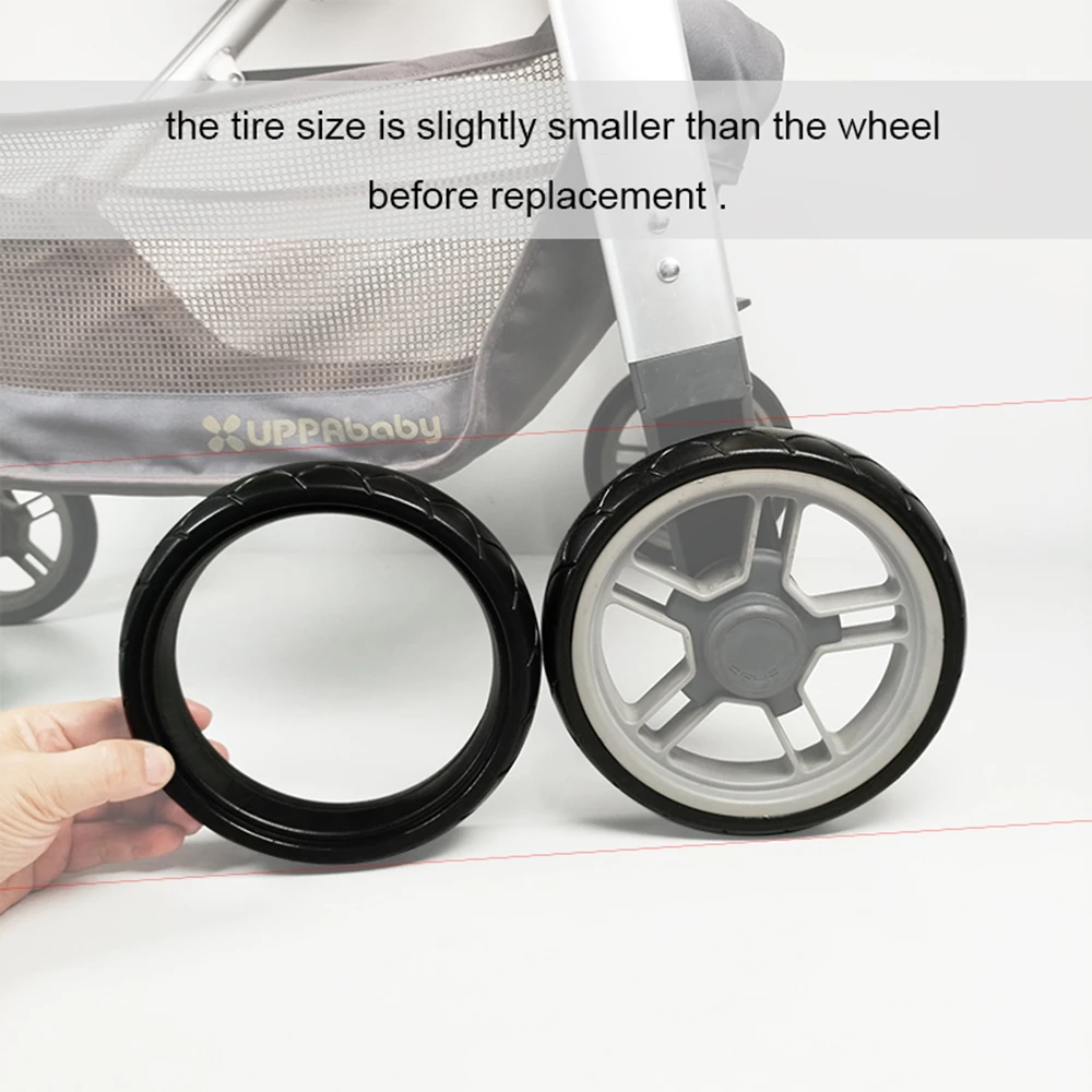 Neumático de rueda de cochecito cada uno para Uppababy Cruz V1/V2, cubierta de neumático delantero o trasero, accesorios de repuesto directo sin cámara de PU para bebé