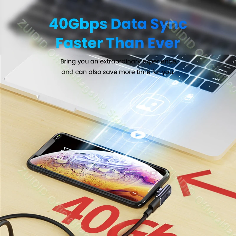 Adaptador magnético USB4.0 Thunderbolt3 USB C a tipo C 40Gbps 100W Cable convertidor magnético de carga rápida 8K @ 60Hz adaptador USB tipo C