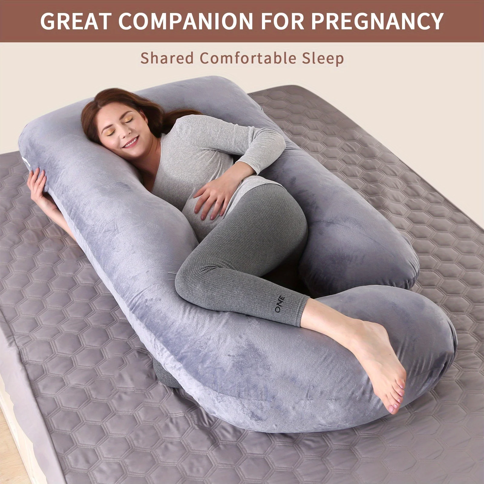 Almohada de maternidad desmontable: cojín de apoyo lumbar de terciopelo de cristal en forma de G para un lado de embarazada