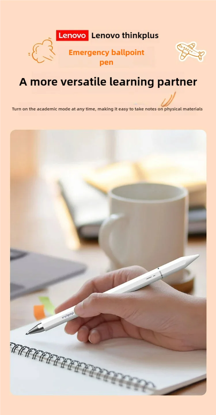 Lenovo Stylus Three Pen, Lápiz Táctil con Tres Puntas para Pantallas Táctiles de Android, iOS, Tabletas y Teléfonos, iPad Universal, No Necesita Carga