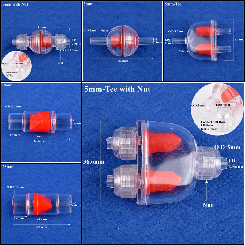 Válvula de retención plana O.D 3mm ~ 28mm, manguera de riego Pagoda, válvula de retorno, bomba de aire para tanque de acuario, válvula unidireccional, 1 ~ 50 Uds.