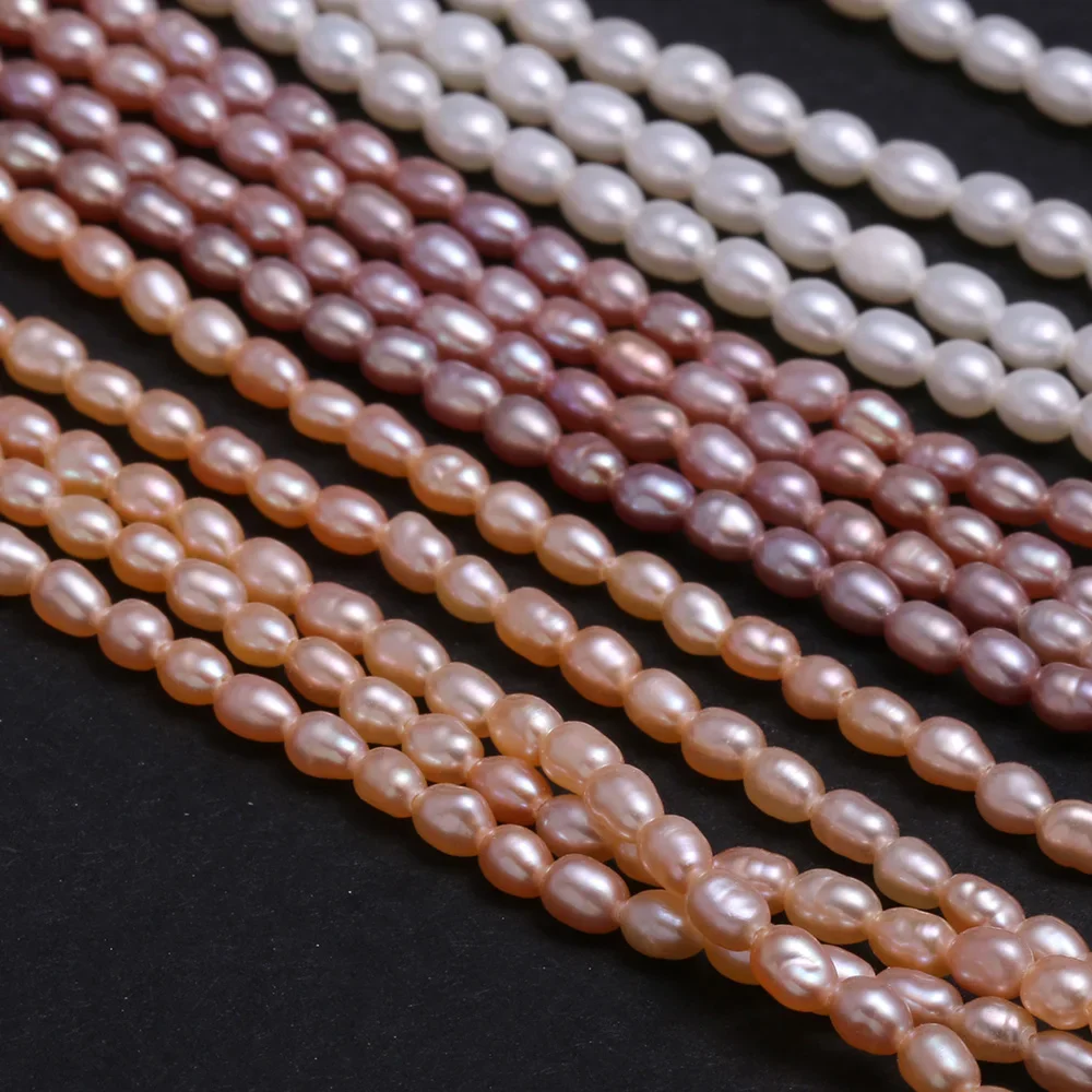4-5mm AA perla Natural de agua dulce arroz blanco rosa púrpura punzón cuentas sueltas para hacer joyería DIY pulsera collar Accesorios
