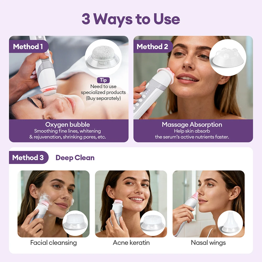 Pluma de burbuja de CO2 de 4 puntas, limpieza Facial de la piel acuática, dispositivo de belleza para SPA, masajeador de cápsulas de CO2, máquina Facial portátil de burbujas de oxígeno