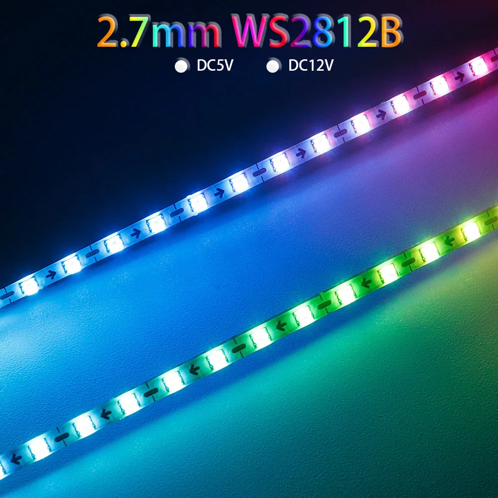 Tira de luces LED ultraestrecha WS2812B de 2,7mm WS2812 2020 160Leds/m direccionable individualmente cinta de luz RGBIC Samrt DC5V/12V