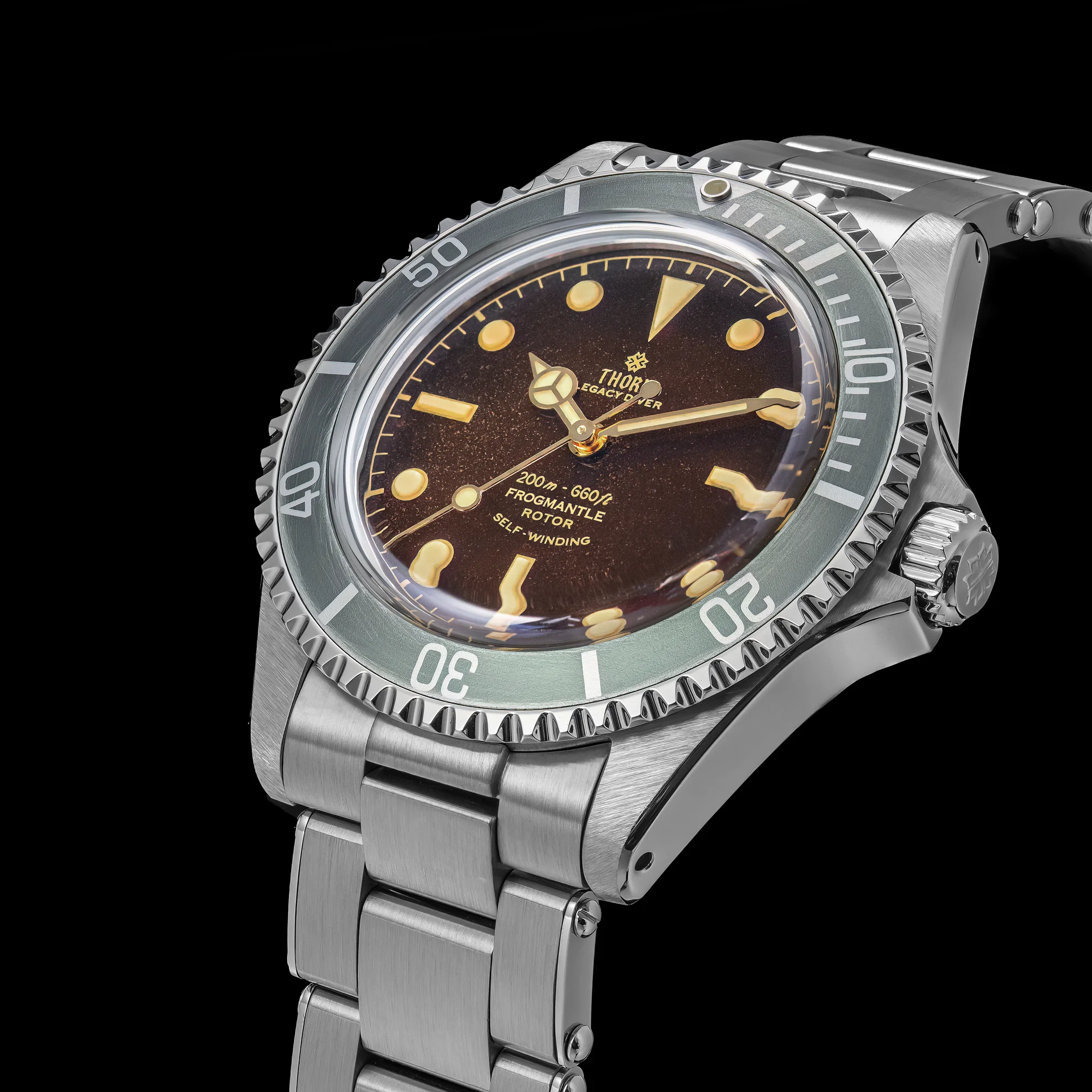 Reloj de Buceo para Hombre Thorn T023 V3 de 40 mm, Movimiento Automático PT5000, Relojes Mecánicos Vintage, Resistencia al Agua de 200 m, Zafiro