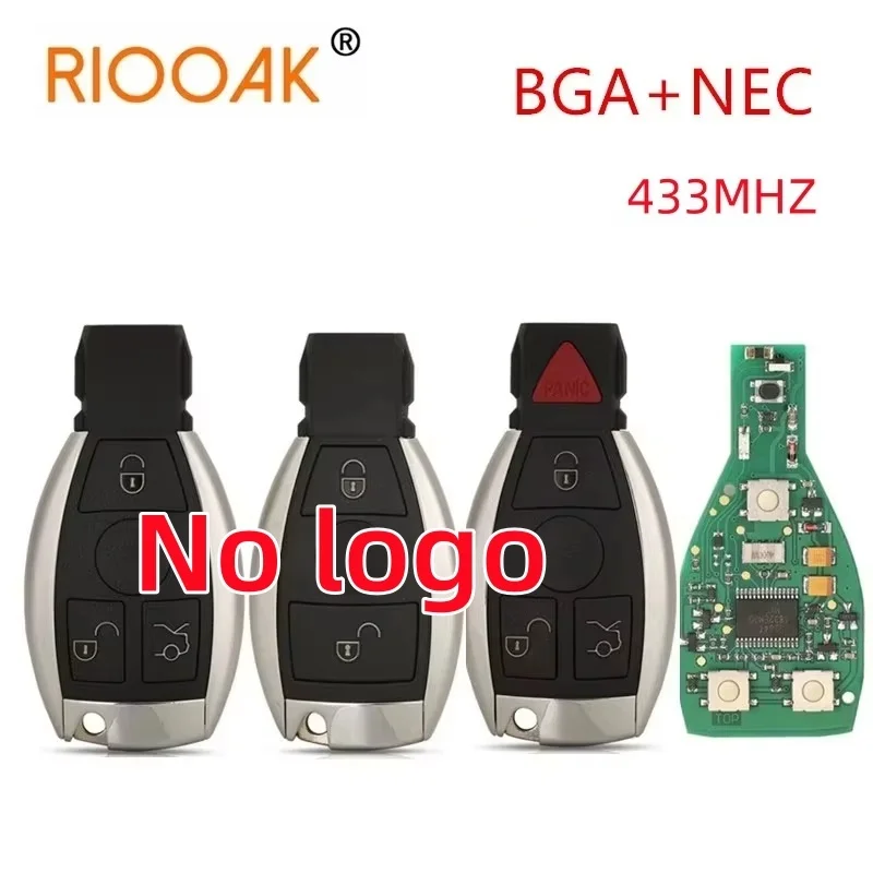 1 Uds. Llave de coche inteligente remota sin logotipo 2/3/4 botones 433MHz estilo BGA para MB Mercedes BENZ C E S compatible con NEC Original BGA F