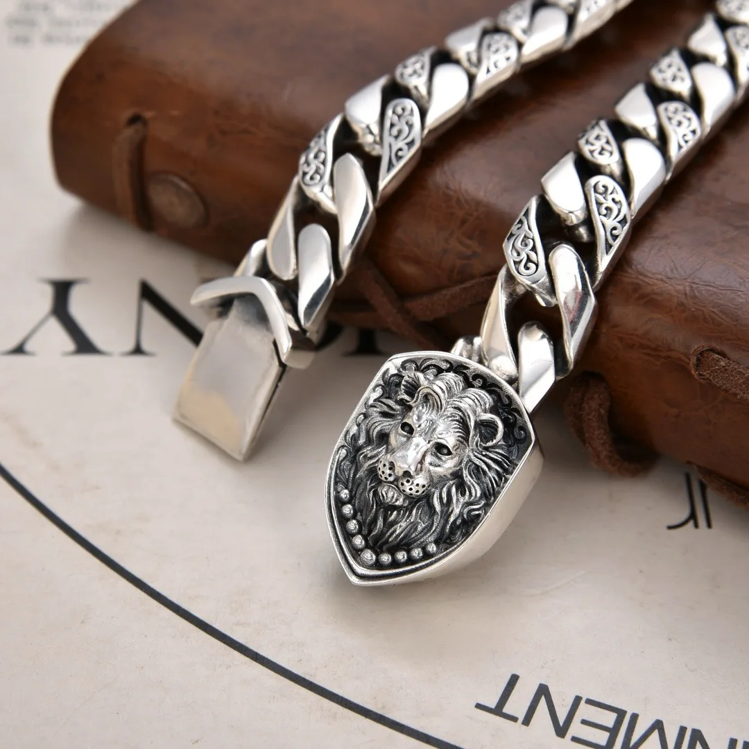 Precio de fábrica S925 pulsera de plata esterlina dominante pulsera de tanque de León espléndido joyería vintage de moda regalo exquisito