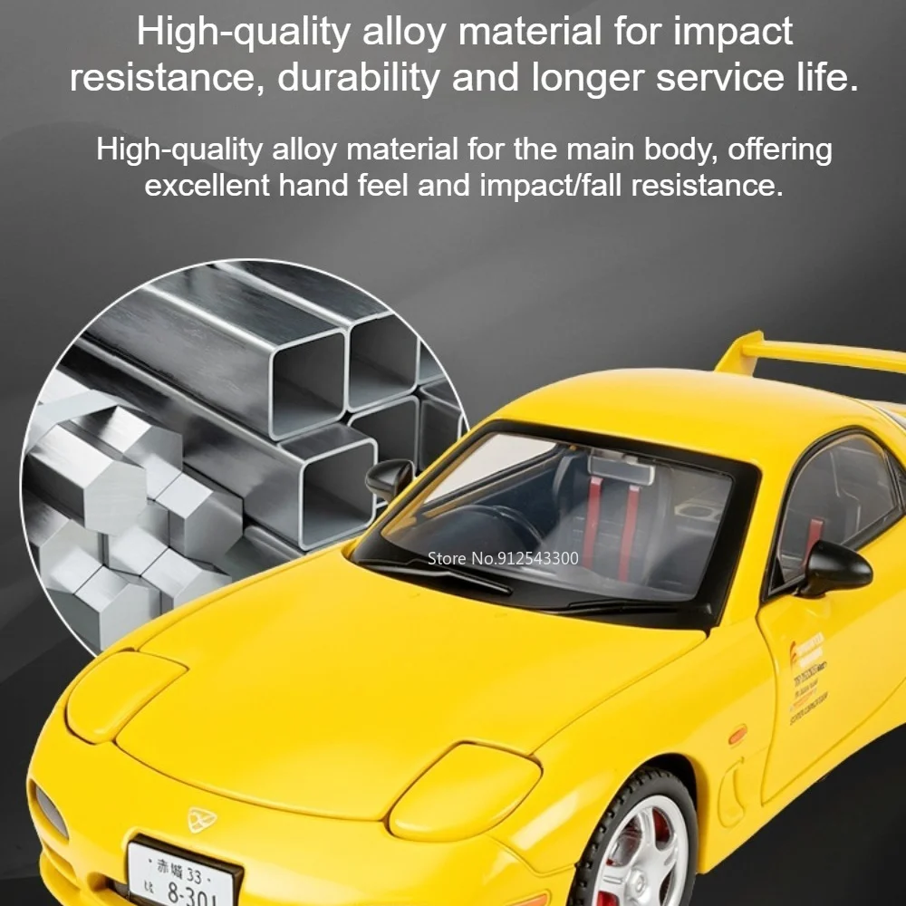 Coche de Juguete a Escala 1:32, Modelo RX7-FD, con Sonido y Luz, Vehículos de Juguete con Retroceso, Puertas que se Abren, Juguetes en Miniatura, Decoración para el Hogar