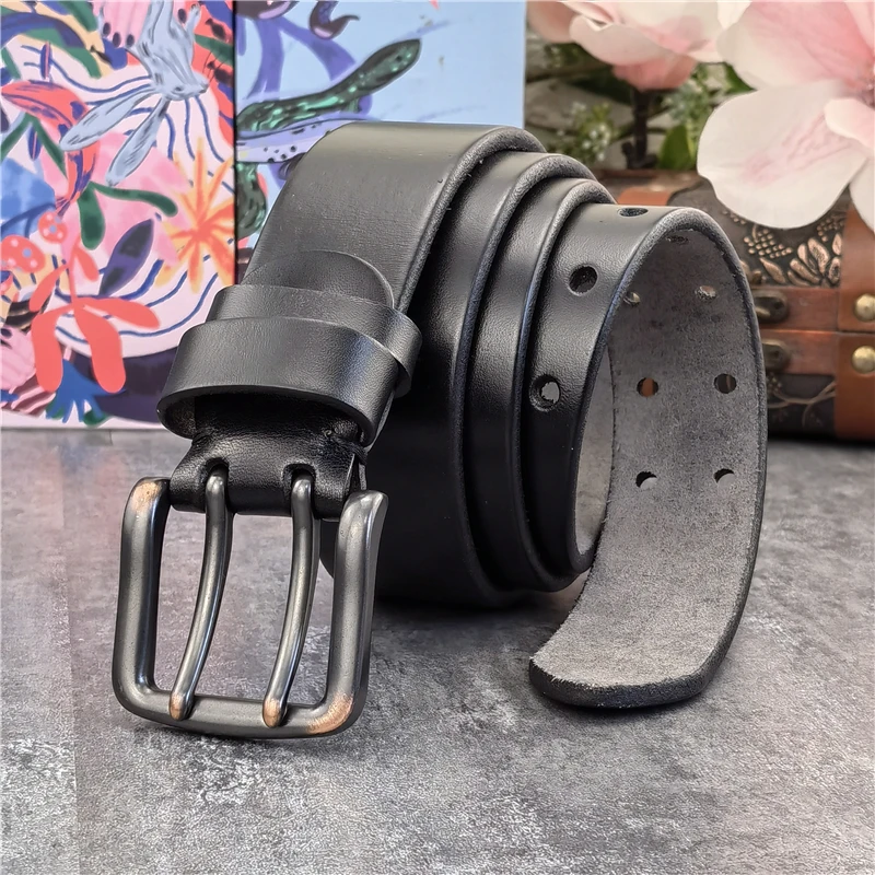 38MM doble Pin hebilla de cinturón de Metal cinturón de cuero genuino hombres Jeans cinturón de cuero para hombres Ceinture Western Cowboy hombres cinturón MBT0038