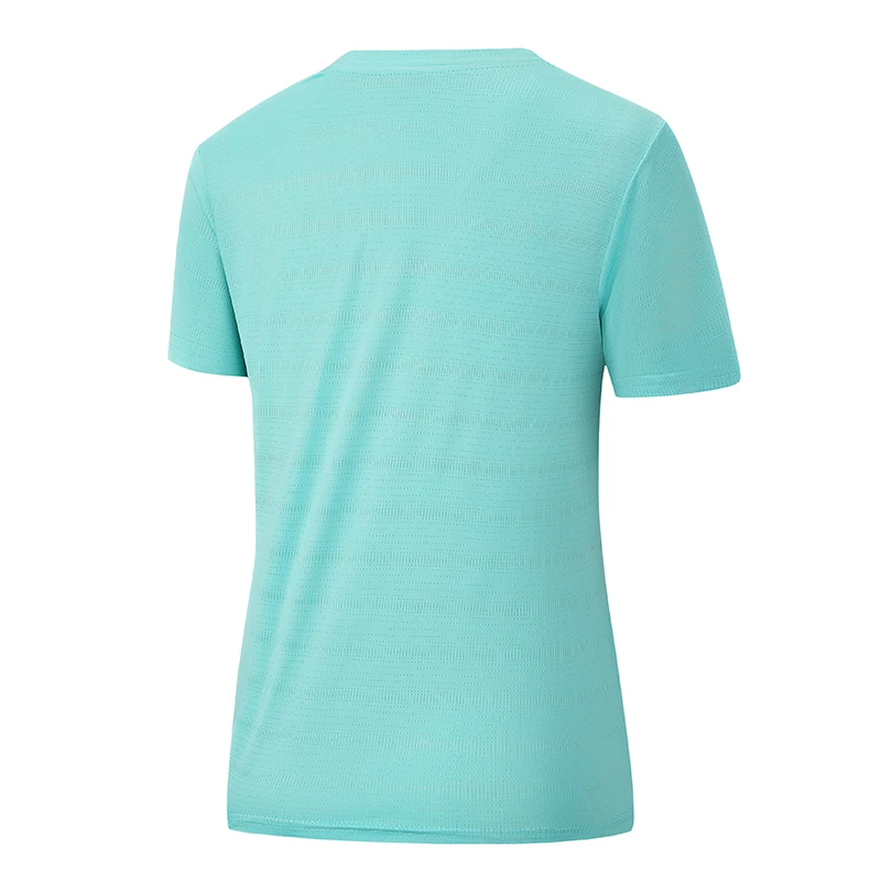 CHRLCK, camiseta de manga corta de malla para mujer, talla US/EU, para correr y hacer ejercicio, de color sólido, transpirable, con tira reflectante