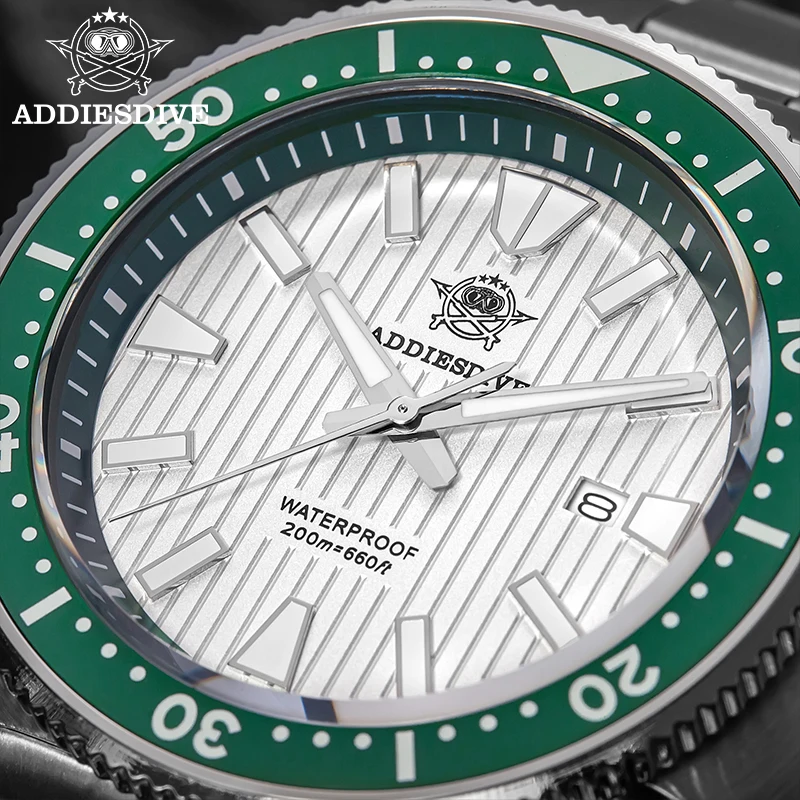 Relojes ADDIESDIVE de lujo para hombre, reloj de cuarzo con cristal de zafiro de acero inoxidable para hombre, relojes de pulsera luminosos 20Bar resistentes al agua