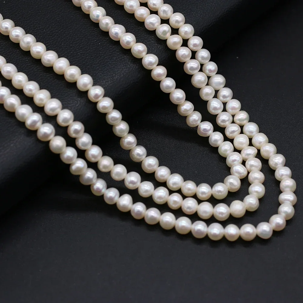 Perlas naturales de agua dulce AAA + de 4-5mm, cuentas espaciadoras de perlas redondas blancas para fabricación de joyería, accesorios para pulseras y collares DIY, regalo