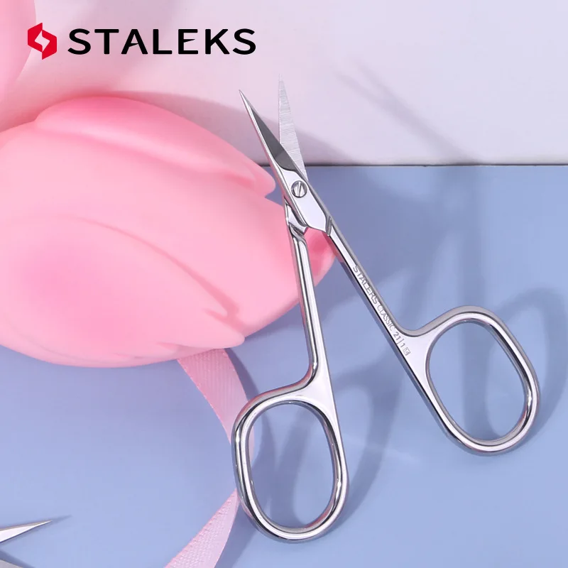 STALEKS SC-21-1 tijeras para cutículas de uñas, tijeras para cejas de acero inoxidable, manicura, elimina la piel muerta, herramienta de maquillaje para el cabello de la nariz