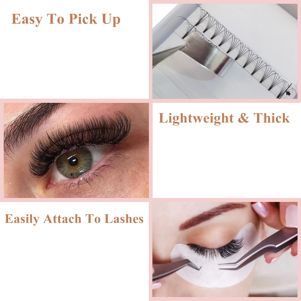 10 unids/lote 3D 4D 5D 6D ventiladores prefabricados pestañas extensiones de pestañas de tallo puntiagudo alta calidad prefabricadas Faned C D Curl Lash Bandejas
