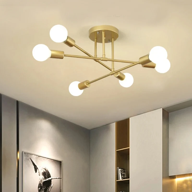 Lámpara de techo de luz colgante minimalista nórdica, lámpara LED adecuada para dormitorios, salas de estar, decoración de iluminación de oro negro