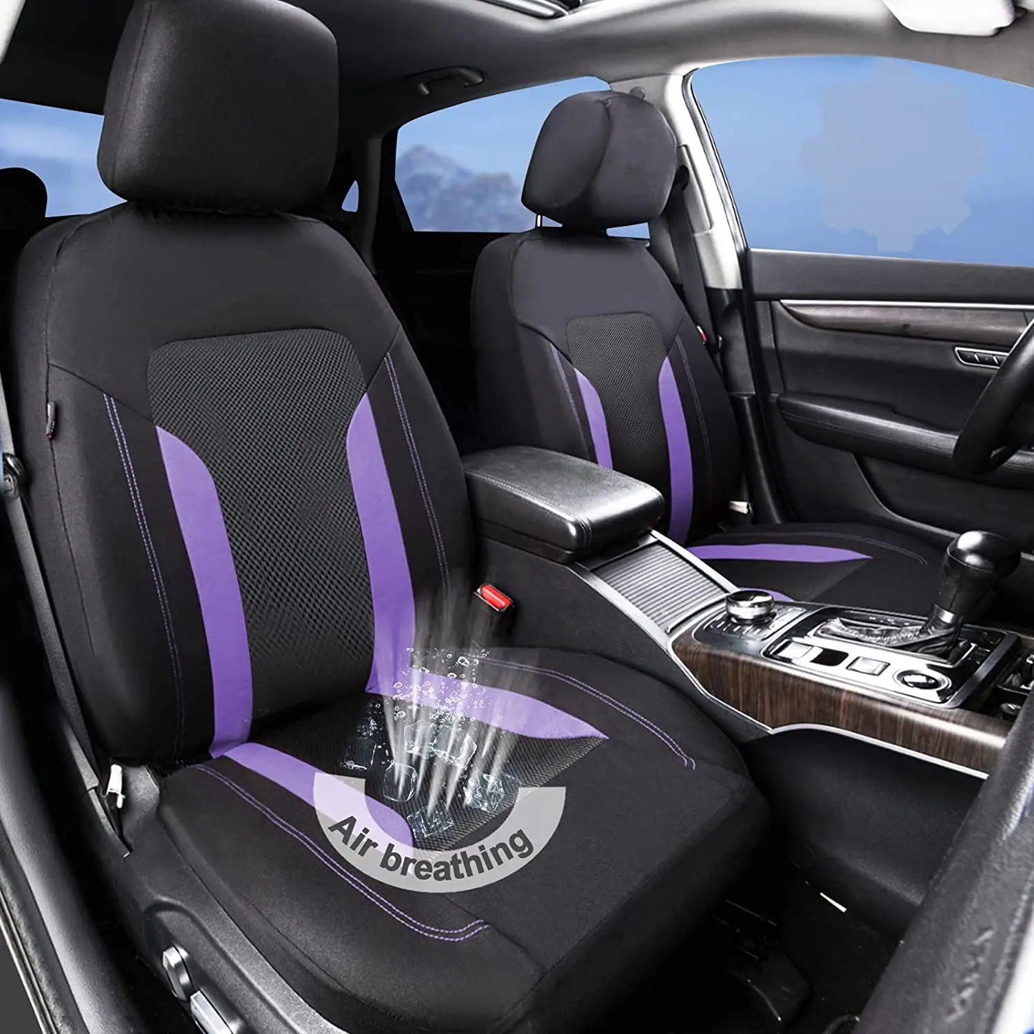 AUTO PLUS Funda Universal de malla para asiento de coche, accesorios de Voiture, Interior, Unisex, se adapta a la mayoría de coches, SUV, furgoneta, con cremallera, Airbag, Compatible