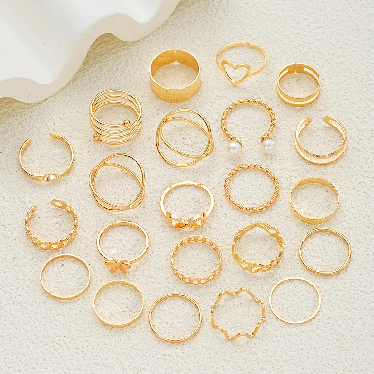 Conjunto de joyería elegante de 83 piezas con perlas geométricas, aretes, collar, pulsera y anillo para mujer, con diseño de corazón y mariposa, para uso diario y fiestas, sin caja.