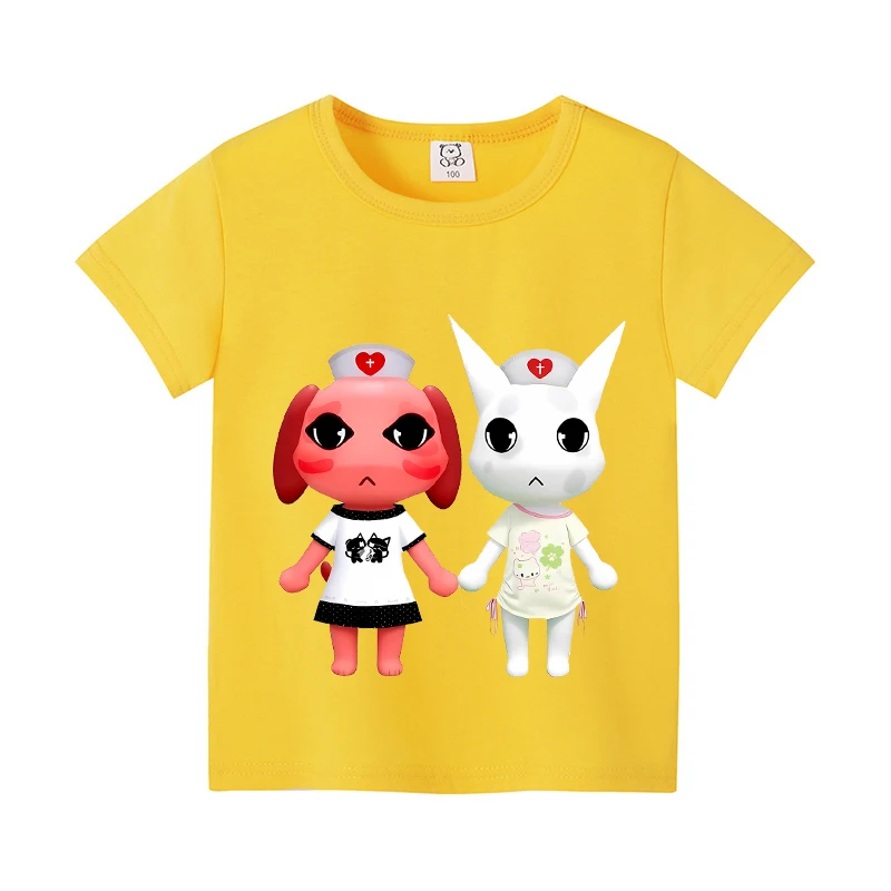 Camiseta corta de verano para niños y niñas con diseño de animales de hospital, camisetas de dibujos animados de anime para niños pequeños, ropa de verano para niños, regalo de cumpleaños para niños