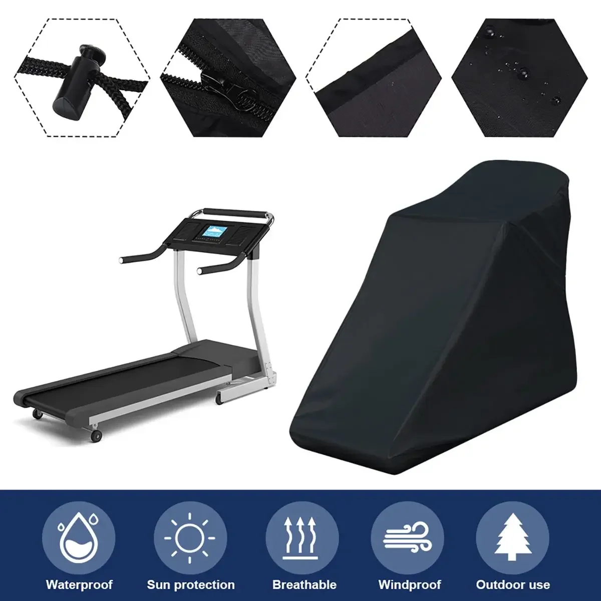 Cubierta para cinta de correr para interior y exterior, máquina para correr, cubiertas impermeables contra el polvo, refugio, protección solar UV, bolsa de almacenamiento para cinta de correr