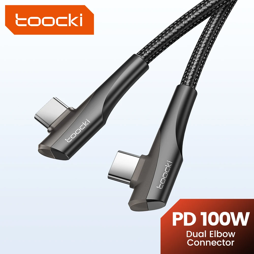 Toocki PD 60W 100W USB tipo C Calbe cable de datos de doble codo de 90 grados para Huawei Xiaomi 13 Samsung S23 Realme 5A cable de carga rápida