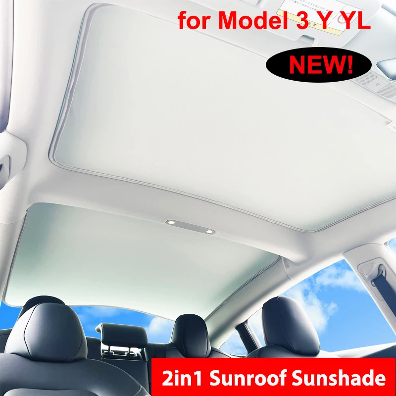 Parasol para Tesla Model Y YL Juniper Standard Model 3 Highland 2025-2020 2026, Tela Antideslizante con Hebilla, para Techo Solar Delantero y Trasero
