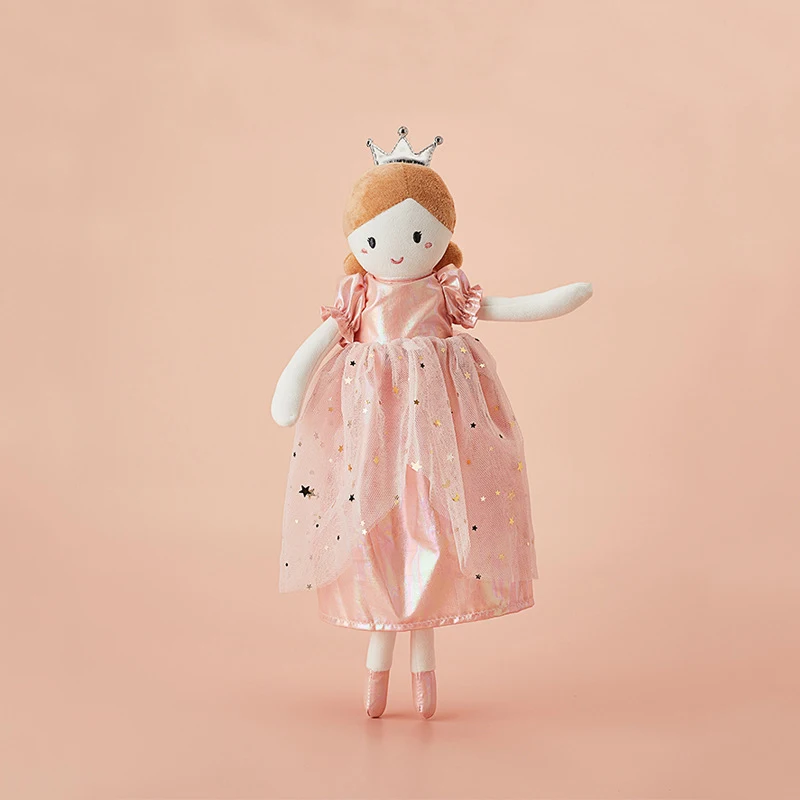 Vestido rosa de 35/38CM para niña, juguete de peluche suave, corona de princesa, muñeca de niña de peluche, muñeca de decoración del hogar de estilo nórdico, regalo de cumpleaños para niños, juguetes