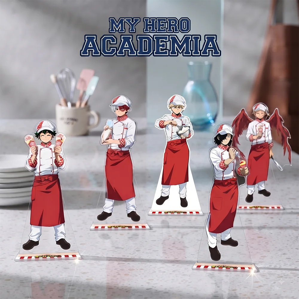 My Hero Academia - Llavero de acrílico con figura personalizada de Izuku Bakugo, Todoroki Shoto, Aizawa, uniforme de chef, decoración de escritorio 2026