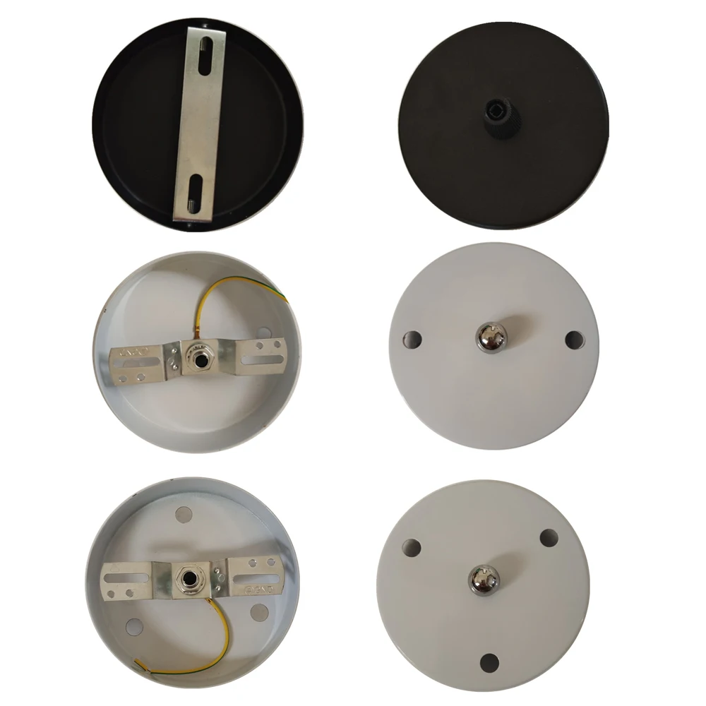 Metal DIY 10/12/15/20cm 25cm placa de techo blanco y negro aplique de pared montaje Base LED lámpara colgante Vintage Base de disco dosel de techo