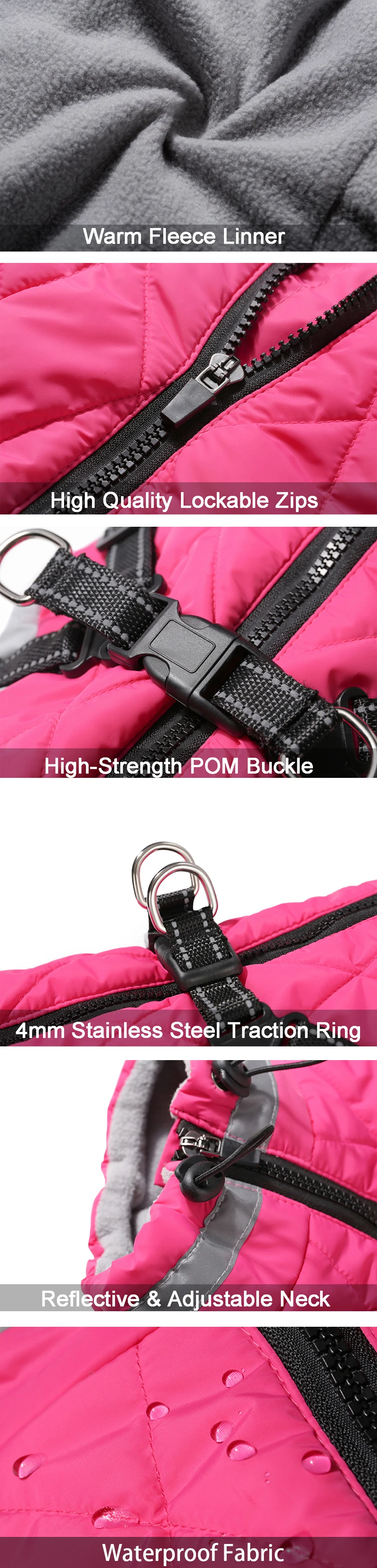 Chaqueta de invierno cálida y gruesa para perros con arnés, ropa impermeable para perros, chaleco para cachorros, para perros pequeños y grandes, disfraces de labrador, abrigos para huskies.