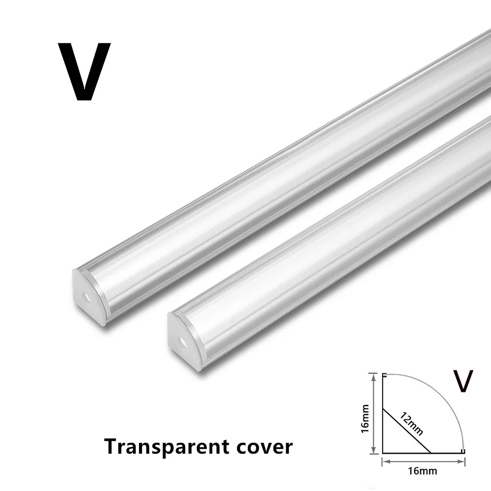 1-30 unids/lote 50cm perfil de aluminio Led esquina perfil de aluminio soporte de canal para tira de luz LED barra gabinete lámpara cocina armario