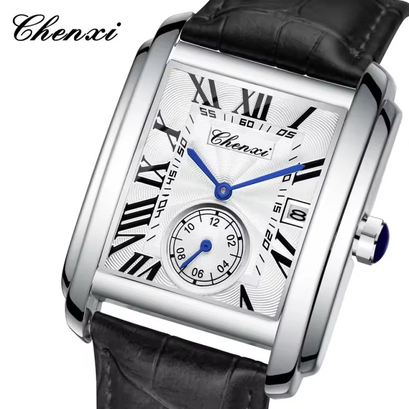 CHENXI 8216, superventas, reloj de negocios de marca superior para hombres, calendario militar de cuarzo, reloj elegante con correa de cuero resistente al agua para hombres