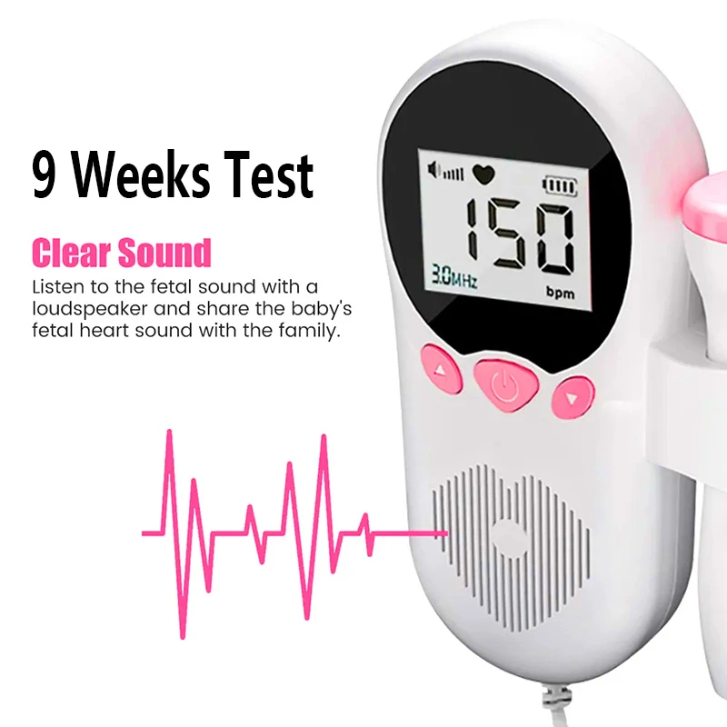 Monitor de ritmo cardíaco Fetal Doppler para el hogar, Detector de latido del corazón para embarazo y bebé, retroiluminación LCD, estetoscopio sin radiación, medidor de pulso de 3MHz